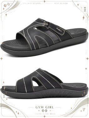 Orthotic Arch Support Slide Sandals Faux Leather Slip On Walking